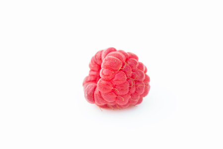 Raspberry fruits on white background.の写真素材