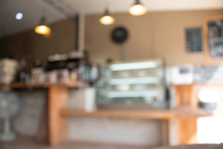 Blurred background at coffee shop with bokeh.の写真素材