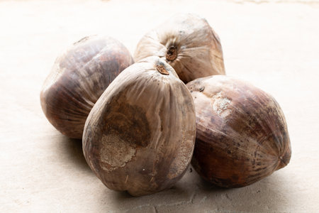Closeup Dried coconuts for make coconuts milk.の写真素材