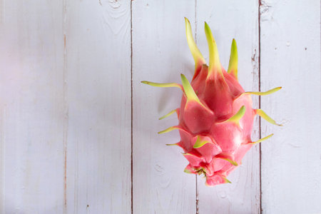 Dragon fruit or pitaya fruit on white background.の写真素材