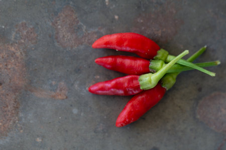 Hot red chili or chilli pepper clos up image group.の写真素材