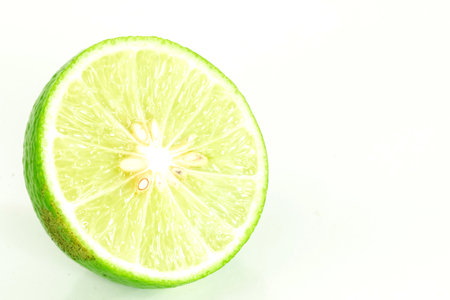 Fresh lime on white background isolated image.