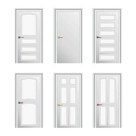Set of 6 white painted profiled doors. Eps10のイラスト素材