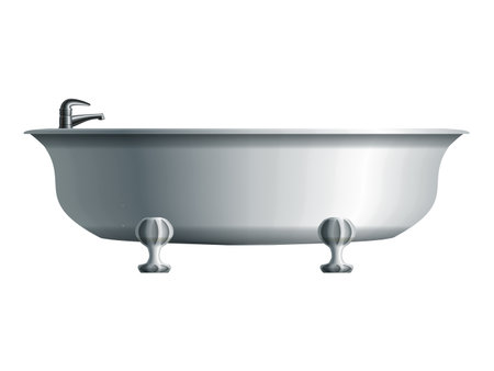 Realistic white bathtub with metal water tap  のイラスト素材