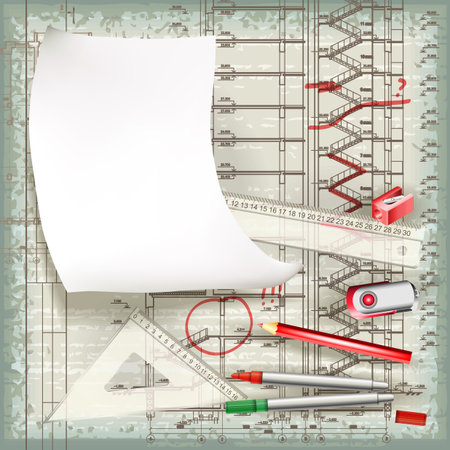 Architectural drawing in the process of correction  のイラスト素材