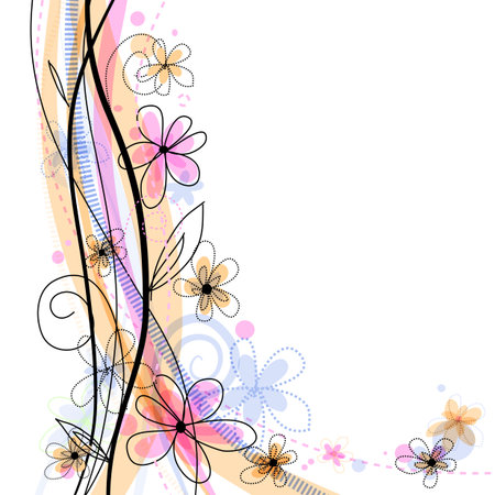 Bright spring floral background with pink flowers  のイラスト素材