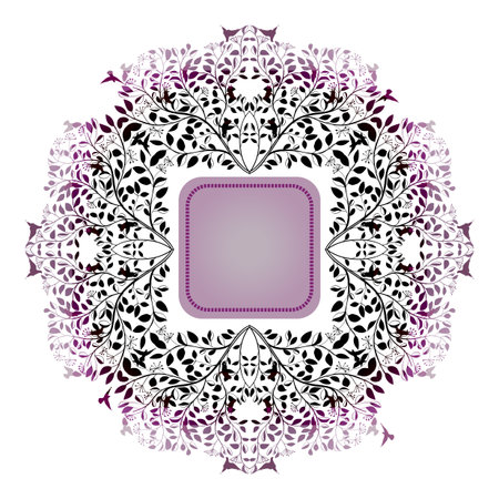 Floral ornamental frame with hand drawn branches  のイラスト素材