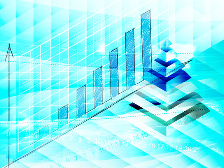 Abstract blue business background with rising diagrams  のイラスト素材
