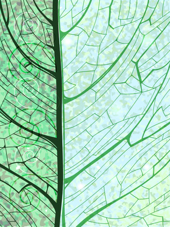 Hand drawn green vertical background with pattern of the leaf structure  のイラスト素材