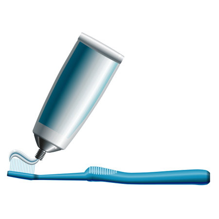 Set of blue toothbrush and toothpaste tubeのイラスト素材