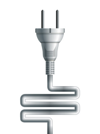 White electricity plug with spiral cord のイラスト素材