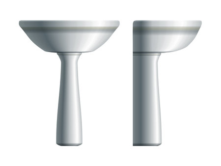Washing sink side and front view with ceramic base  のイラスト素材