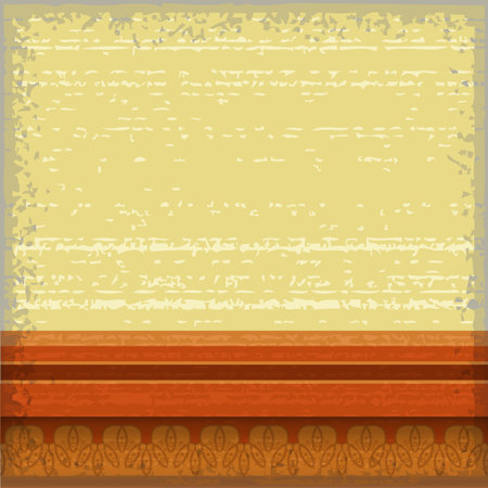 Grunge retro frame with wooden ornate table surface  のイラスト素材