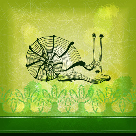 Funny greeting card with smiling snail  Eps10のイラスト素材