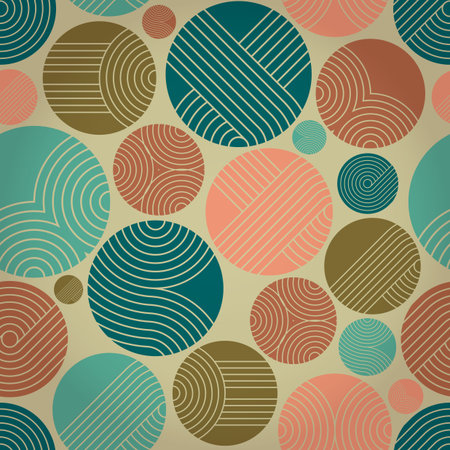 Seamless geometrical ornament with striped circlesのイラスト素材