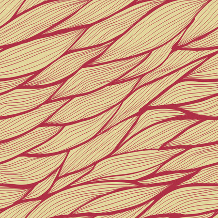 Seamless monochrome pattern with hand drawn abstract leavesのイラスト素材