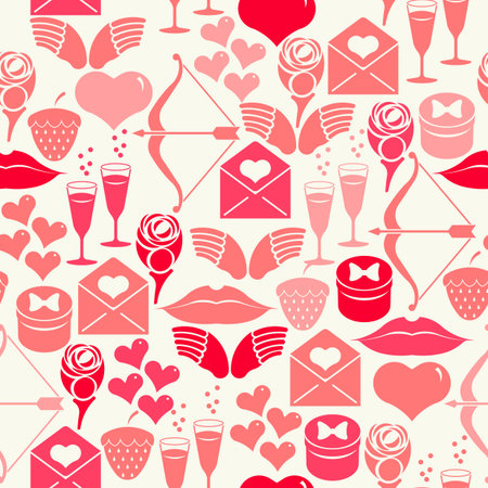 Seamless pink retro Valentine s patternのイラスト素材
