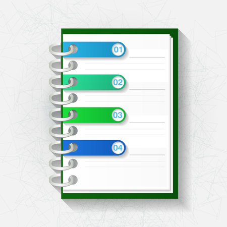 Infographic origami template  Notepad with four labels  のイラスト素材