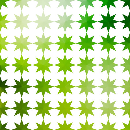 Green and white background with geometric ornament with starsのイラスト素材
