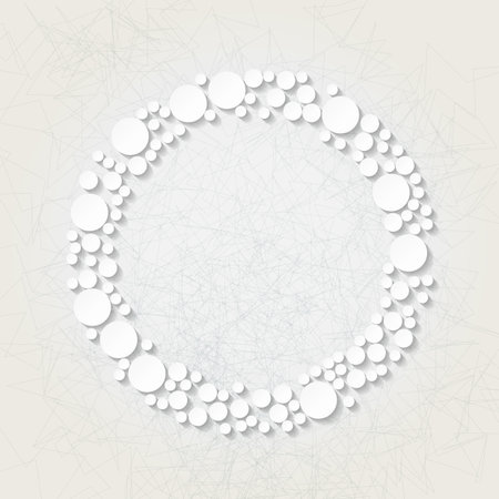 Minimalistic background with white origami circular frame  のイラスト素材