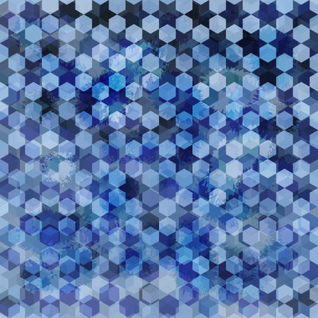 Blue defocused background with hexagon ornament  