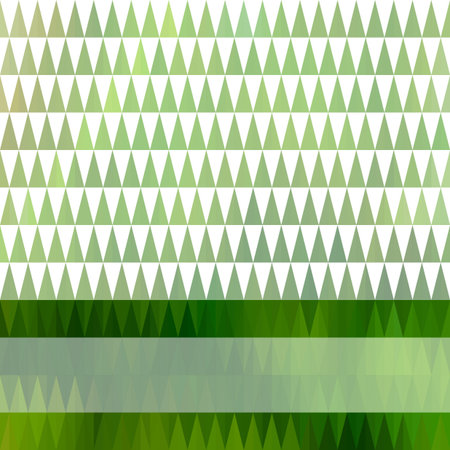 Green and white background with geometric triangular ornament and bright stripe  のイラスト素材