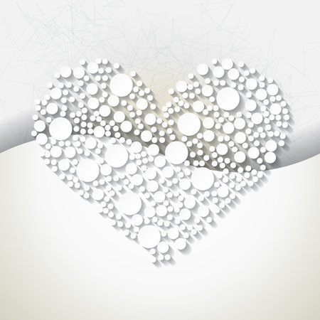 Minimalistic background with white origami paper heart  のイラスト素材
