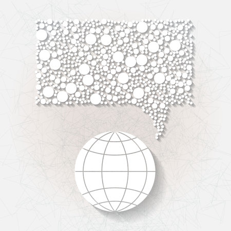 Minimalistic background with white origami paper speech bubble  のイラスト素材