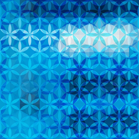 Blue defocused background with geometric ornamentのイラスト素材