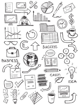 Set of hand drawn business symbolsのイラスト素材