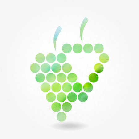 Stylized silhouette of green grape with watercolor textureのイラスト素材