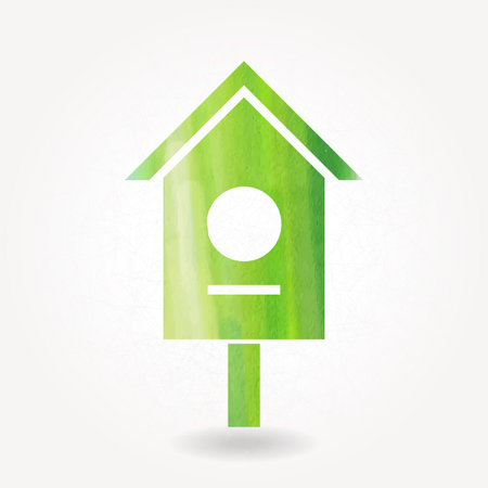 Stylized silhouette of bird house with watercolor textureのイラスト素材
