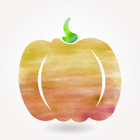 Stylized silhouette of pumpkin with watercolor textureのイラスト素材