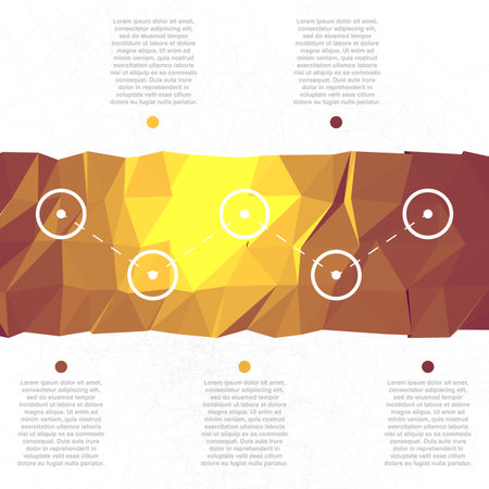 Colorful triangulated infographics template with folded horizontal paper ribbonのイラスト素材