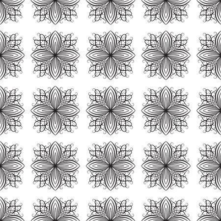 Seamless retro floral baroque black and white ornamentのイラスト素材