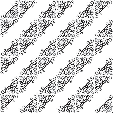 Seamless retro floral baroque black and white ornamentのイラスト素材