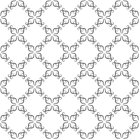 Seamless retro floral baroque black and white ornamentのイラスト素材