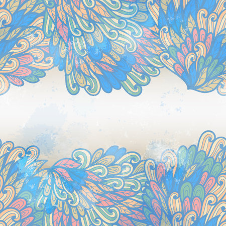 Hand drawn seamless pink and blue invitation card design with swirlsのイラスト素材