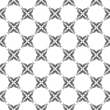 Seamless retro floral baroque black and white ornamentのイラスト素材
