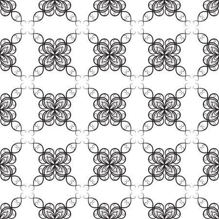 Seamless retro floral baroque black and white ornamentのイラスト素材