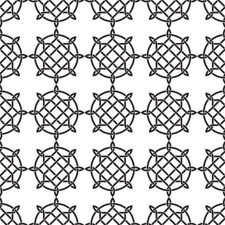 Seamless black and white pattern with celtic traditional abstract ornamentのイラスト素材