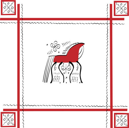 Ethnic pattern horse in the field.のイラスト素材