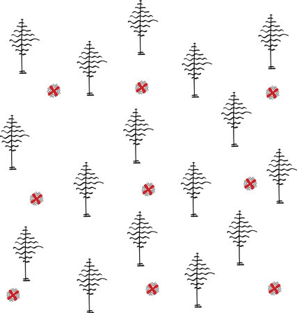 Pattern of abstract trees and flowersのイラスト素材