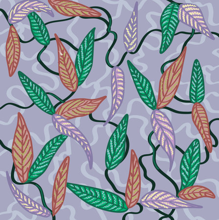 Ornamenty pattern, leaves patternのイラスト素材