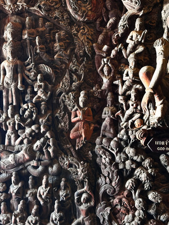 Sculpture in the caves of Vientiane, Laosの写真素材