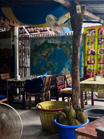 Tropical fruit shop in Asiaの写真素材