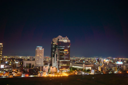 Osaka Umeda Building at Nightのeditorial素材