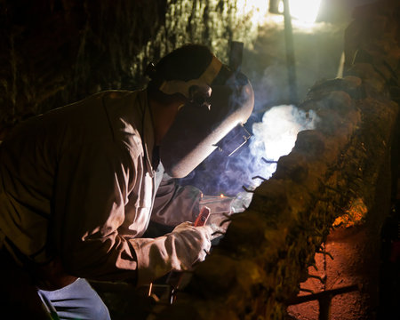 Welder construction in factory industrialの写真素材