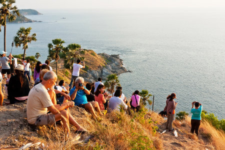 PHUKET, THAILAND - MARCH 22; Unidentified people tour at Promtep on March 22, 2013 in Andaman Beach, Phuket, Thailand  The beautiful island of Thailand  のeditorial素材
