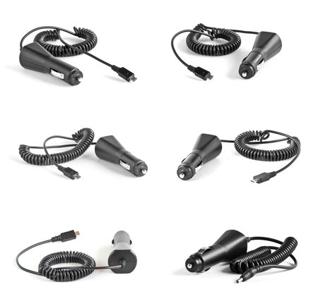 Mobile charger for car transportation isolated on white backgroundの写真素材